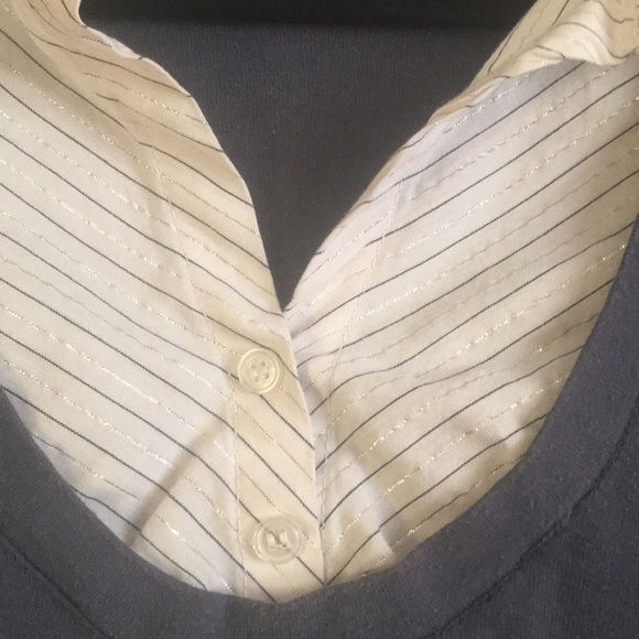 Grey, white, silver blouse/sweater with cuffs (L) - Picture 6 of 7